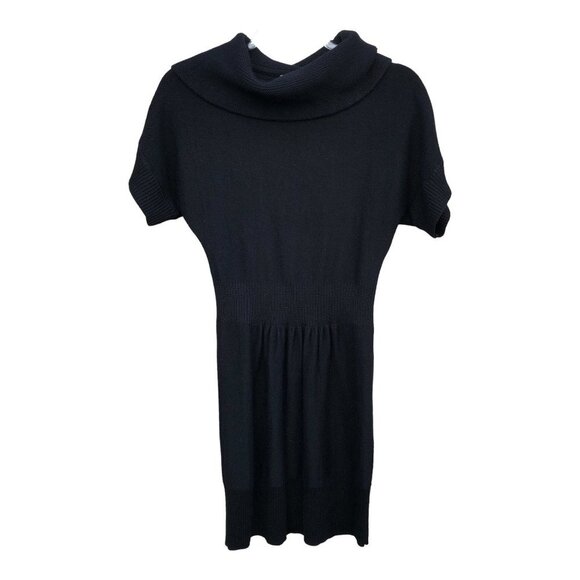 LOFT Black Turtleneck Knit Sweater LBD Short Sleeve Dress Small NWOT - Picture 2 of 5